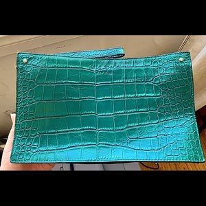 Kate Spade Croc-Embossed Clutch (Large, Turquoise)